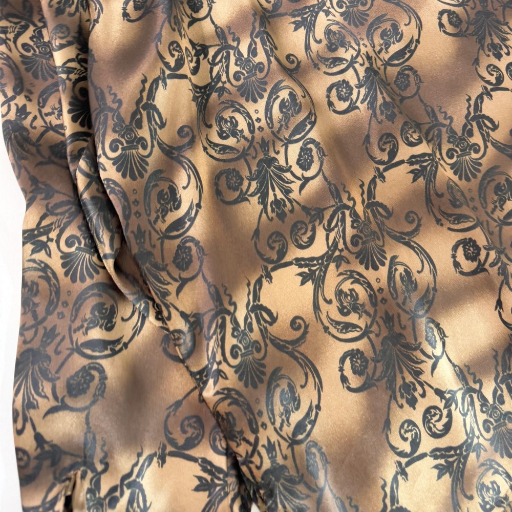 Notations Blouse Womens 16W Brown Floral Satin Button Front Long Sleeve Top - Picture 8 of 9